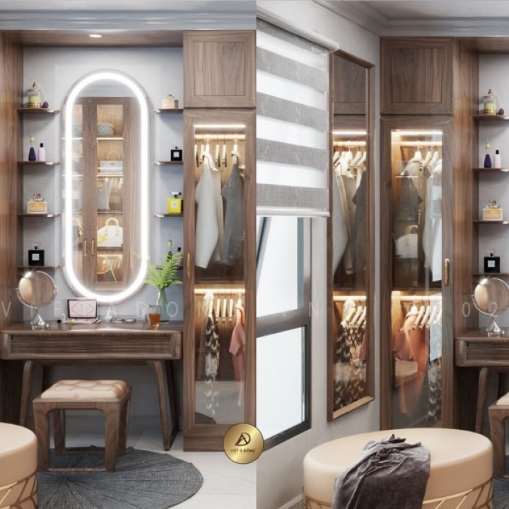 Bàn trang điểm gỗ óc chó BTD-09